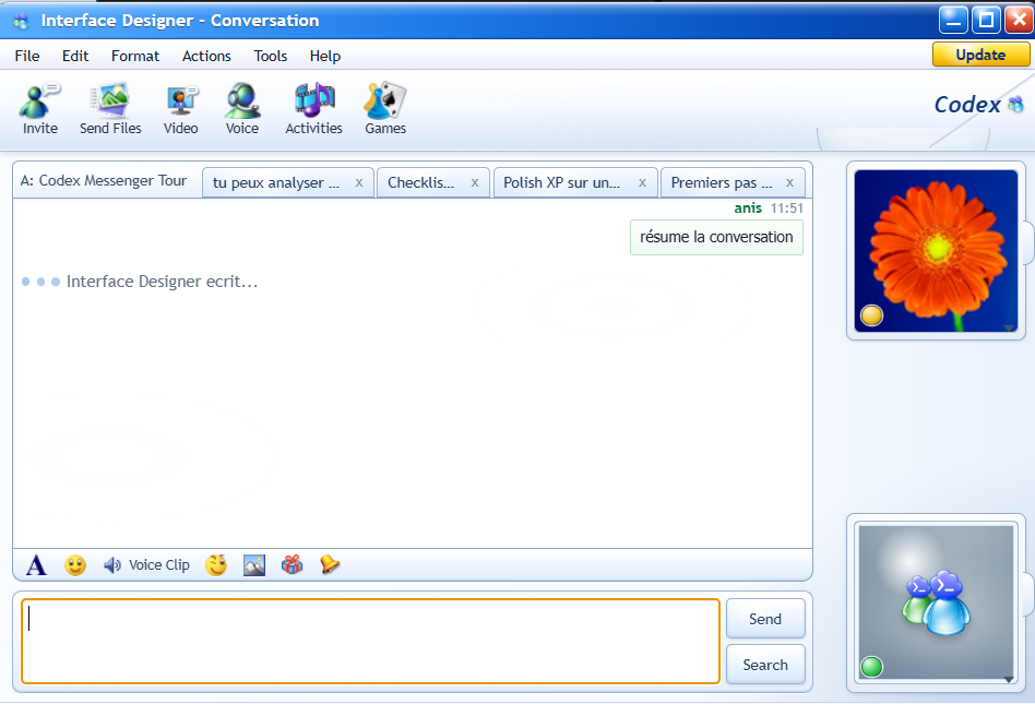 Codex Messenger conversation window